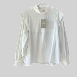 EVERLANE The Wing Shoulder Mock Neck Top Size 6 White